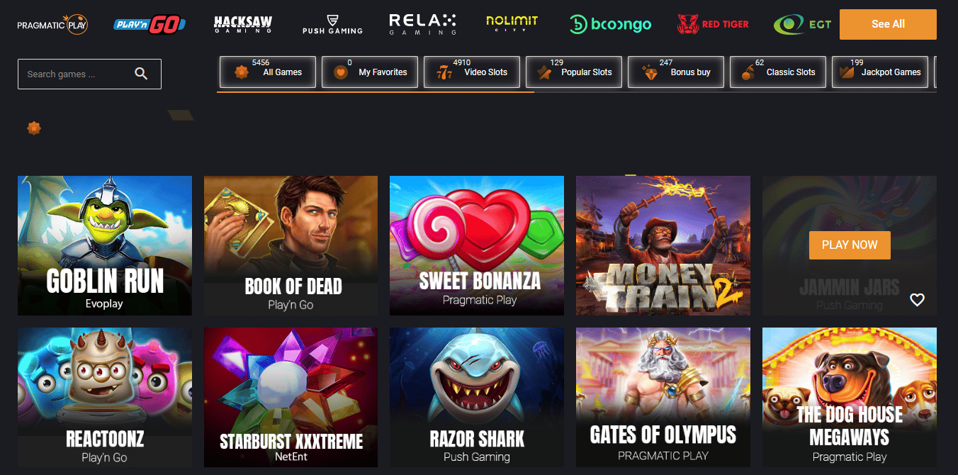 Betplays Casino Dashboard, and game providers