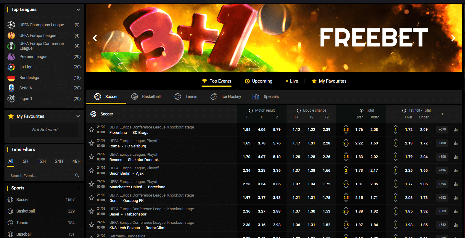 Betplays Sports betting dashboard and Prematch Events